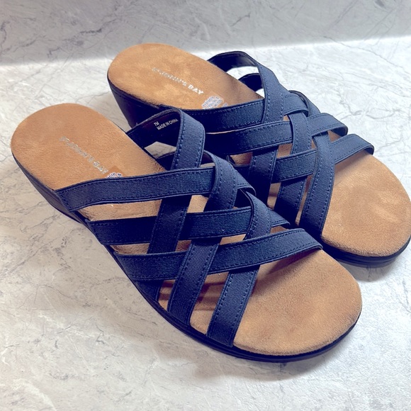 St. John's Bay Shoes St Johns Bay Slide On Navy Blue Sandals Size 7 Medium Poshmark